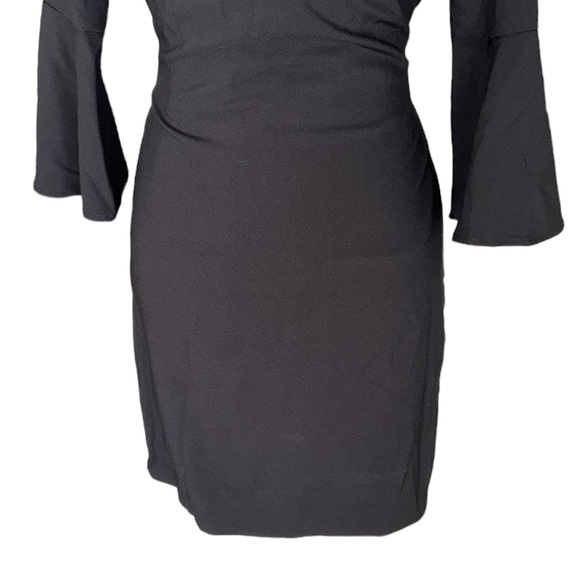 NWT Lulus Last Love Song Black Tie Waist Bow Detail Bell Sleeve Dress - M - Picture 10 of 16